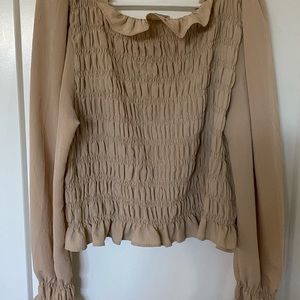 H&M Long Sleeve Shirred & Ruffled Top